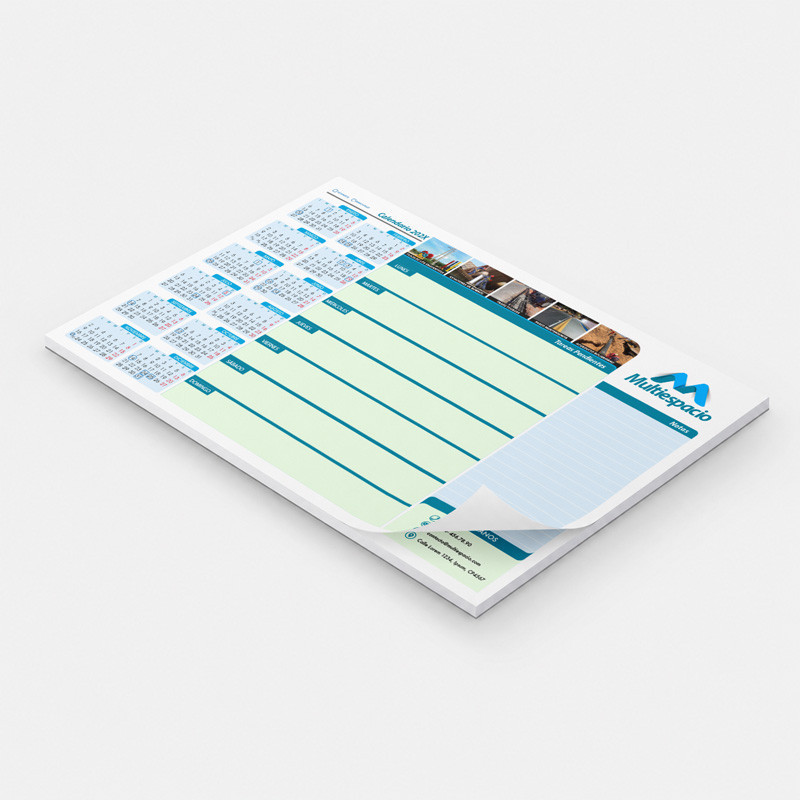 Bloc planificador semanal para escritorio con calendario
